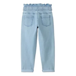 Jean paperbag avec ceinture à nouer pour fille