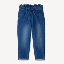 Jean paperbag avec ceinture pour fille