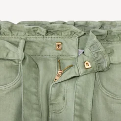 Jean paperbag uni avec ceinture à nouer pour fille