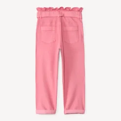 Jean paperbag uni avec ceinture à nouer pour fille