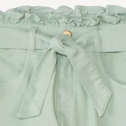 Jean paperbag uni à nouer pour fille