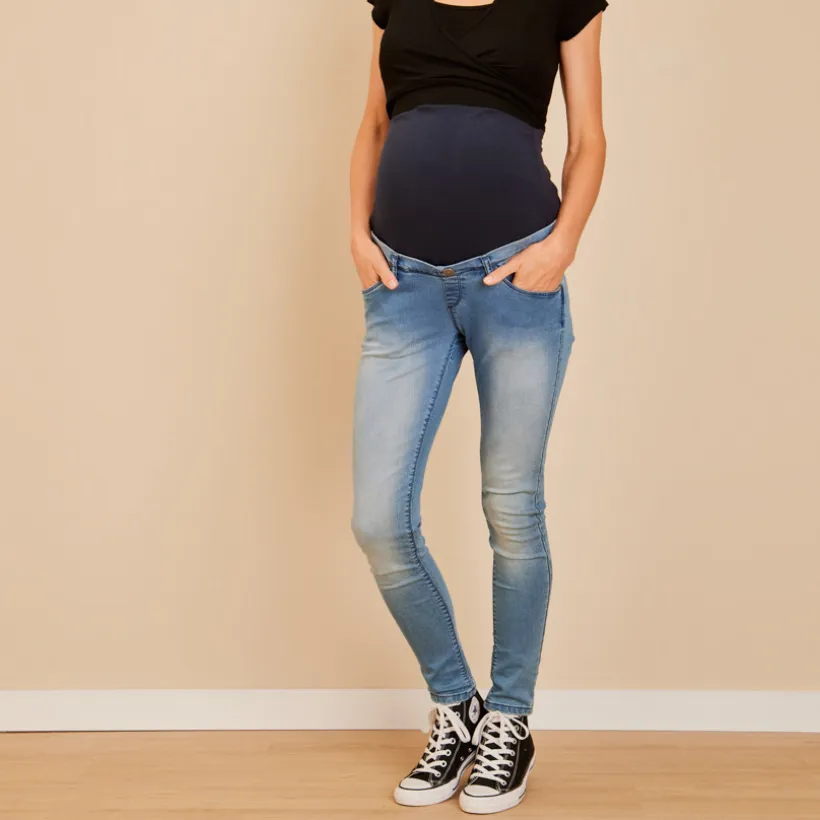Jean skinny de grossesse extra stretch à bandeau haut