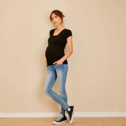 Jean skinny de grossesse extra stretch à bandeau haut
