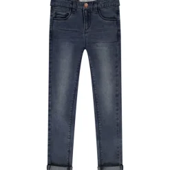 Jean skinny effet délavé avec jacron en simili cuir pour fille