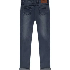 Jean skinny effet délavé avec jacron en simili cuir pour fille
