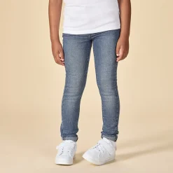 Jean skinny effet délavé avec jacron en simili cuir pour fille