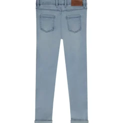 Jean skinny effet délavé avec jacron en simili cuir pour fille