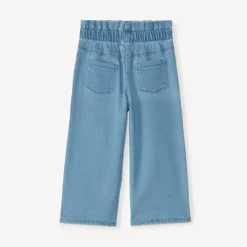 Jeans large à taille élastiquée broderie fleurs pour bébé fille