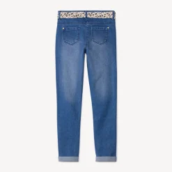Jean slim avec ceinture foulard imprimé pour fille