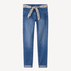 Jean slim avec ceinture foulard imprimé pour fille