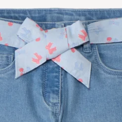 Jean slim avec ceinture imprimée à nouer pour fille