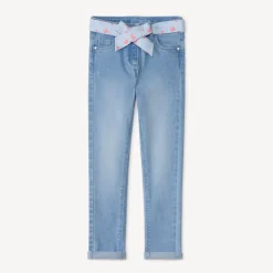 Jean slim avec ceinture imprimée à nouer pour fille