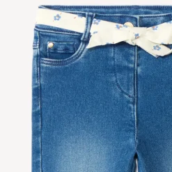 Jean slim bébé fille avec ceinture en tissu