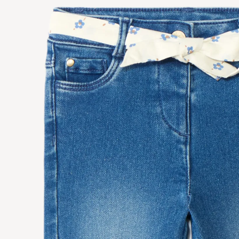 Jean slim bébé fille avec ceinture en tissu