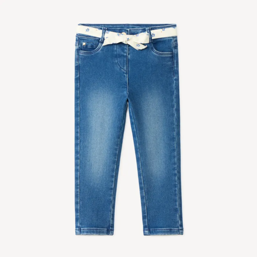 Jean slim bébé fille avec ceinture en tissu