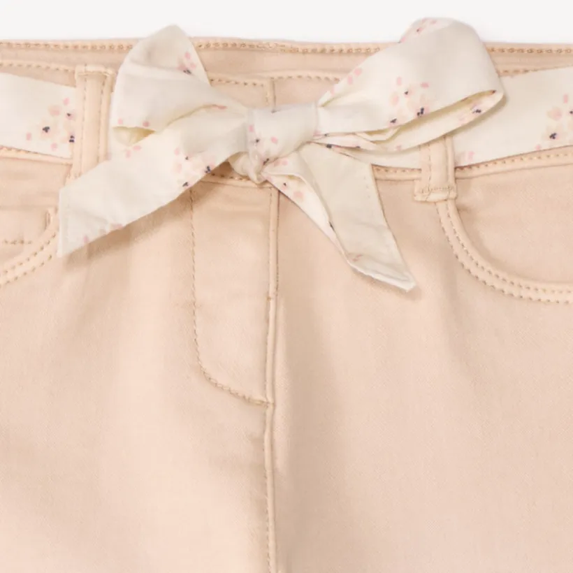 Jean slim bébé fille avec ceinture en tissu