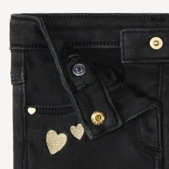 Jean slim broderies cœurs dorés pour bébé fille
