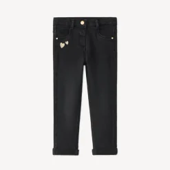 Jean slim broderies cœurs dorés pour bébé fille