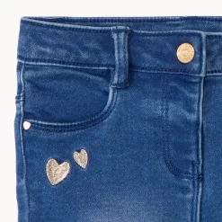 Jean slim broderies cœurs dorés pour bébé fille