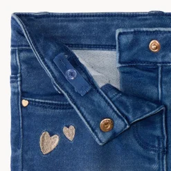 Jean slim broderies cœurs dorés pour bébé fille