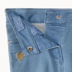 Jean slim broderies cœurs dorés pour bébé fille