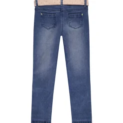 Jean slim effet usé avec ceinture foulard à nouer pour fille