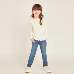 Jean slim en denim effet délavé pour fille