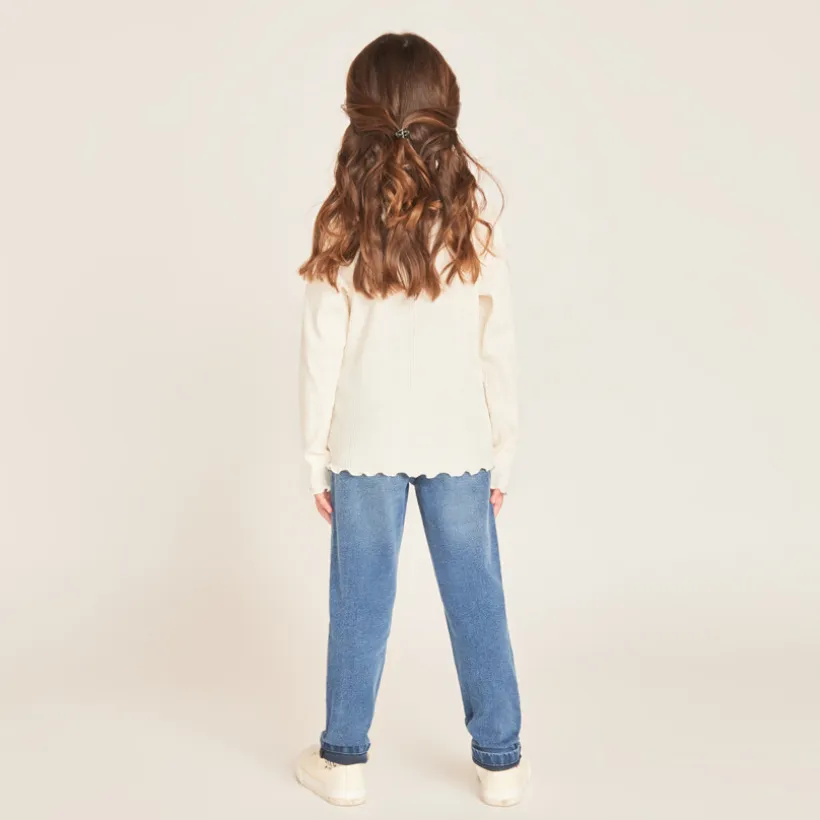 Jean slim en denim effet délavé pour fille
