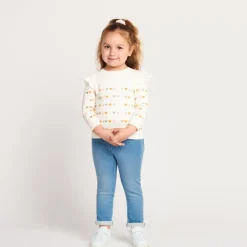 Jean slim à poches chat pour bébé fille