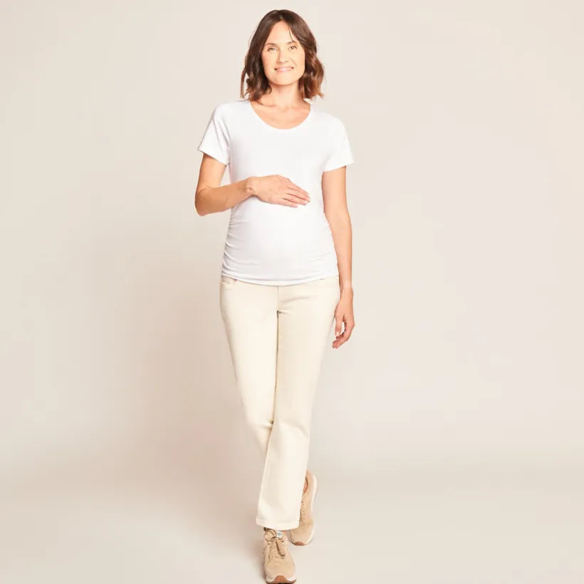 Jean straight de grossesse avec bandeau haut