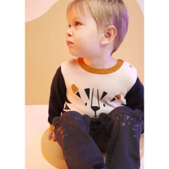 Jean uni print tigre et oreilles en relief pour bébé garçon