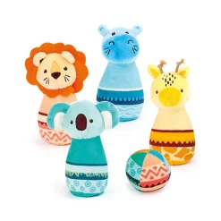 Jeu de 4 quilles en tissus Animaux de la savane