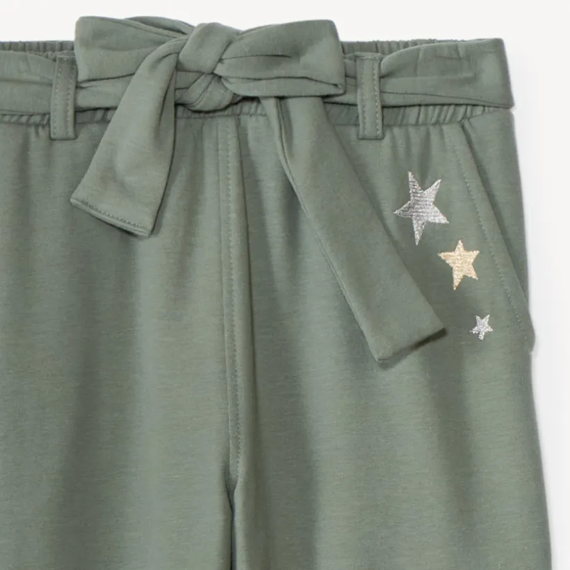 Jogging ceinturé à étoiles brodées pour fille