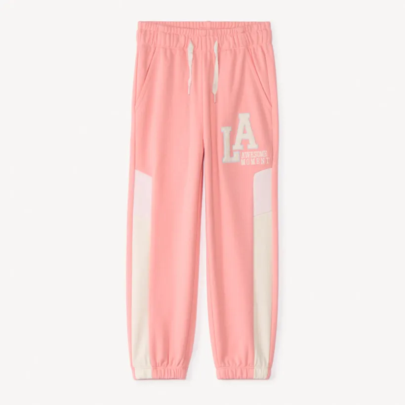 Jogging molleton ample effet color block pour fille
