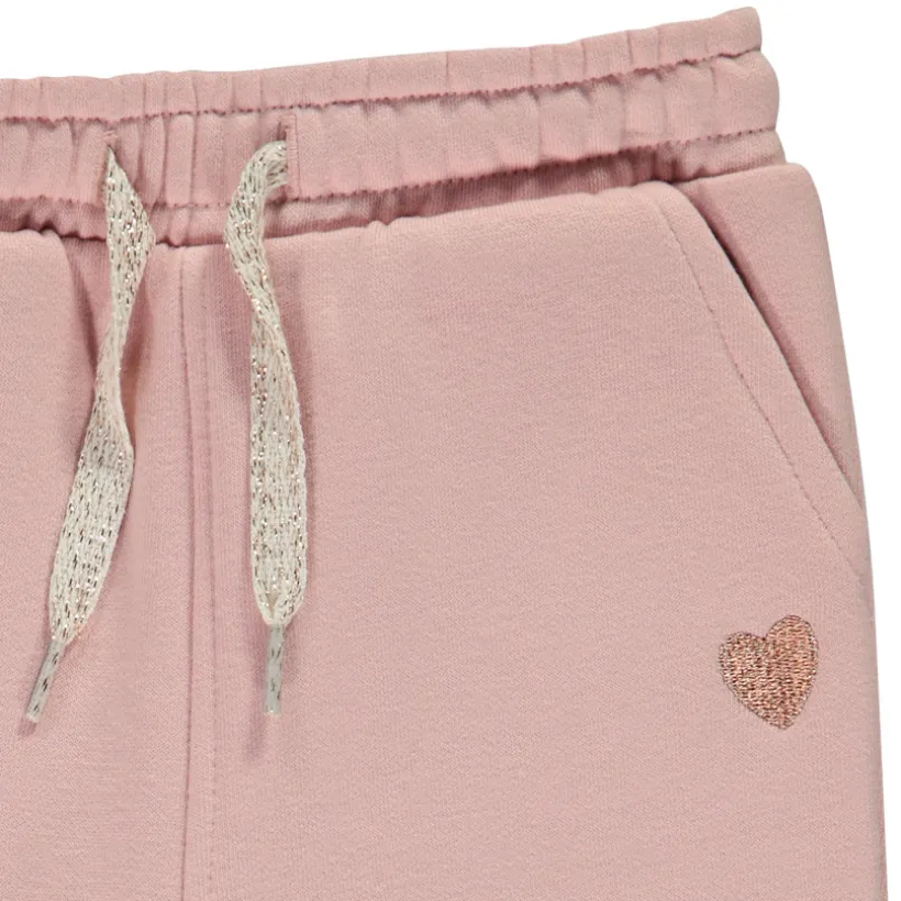 Jogging molleton à cœur brodé en lurex pour bébé fille