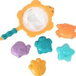Jouet de bain 5 moules animaux et filet