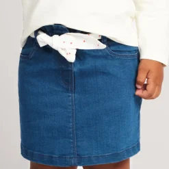 Jupe courte effet denim avec ceinture à nouer pour bébé fille
