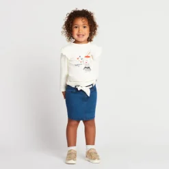 Jupe courte effet denim avec ceinture à nouer pour bébé fille