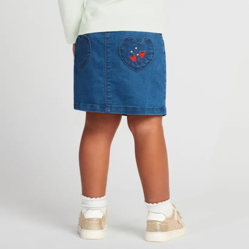 Jupe courte effet denim avec ceinture à nouer pour bébé fille