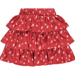 Jupe courte en maille fochette ajouré et imprimé avec volants pour fille