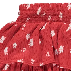 Jupe courte en maille fochette ajouré et imprimé avec volants pour fille