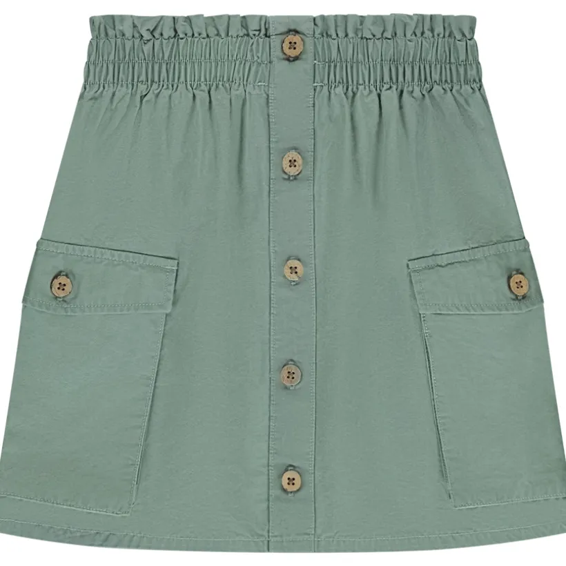 Jupe courte en toile avec poches et boutons pour fille
