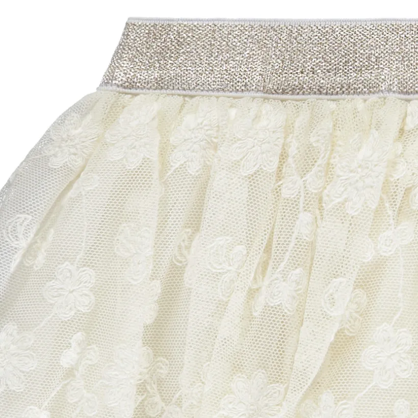 Jupe courte en tulle avec fleurs brodées pour bébé fille