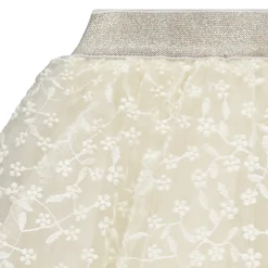 Jupe courte en tulle brodé et taille pailletée pour fille