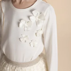 Jupe courte en tulle brodé et taille pailletée pour fille