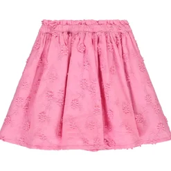 Jupe courte en voile rose et broderie anglaise pour bébé fille