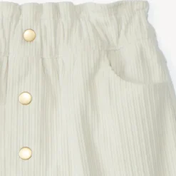 Jupe courte paperbag en velours et boutonnage pour fille