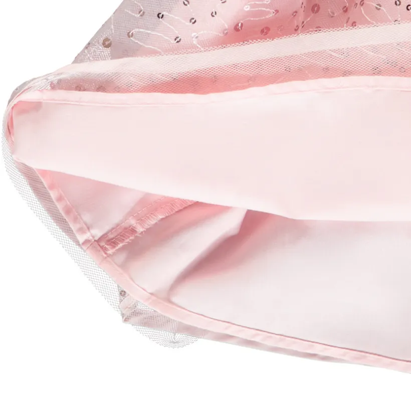 Jupe courte uni rose en tulle à sequins brillants pour fille
