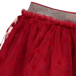 Jupe courte volantée en tulle imprimé coeurs pour fille