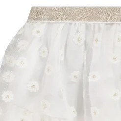 Jupe de cérémonie volantée en tulle brodé pour bébé fille